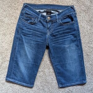 True Religion Womens Sz 25 Bermuda Jean Short Low Rise Knee Length Y2K Festival